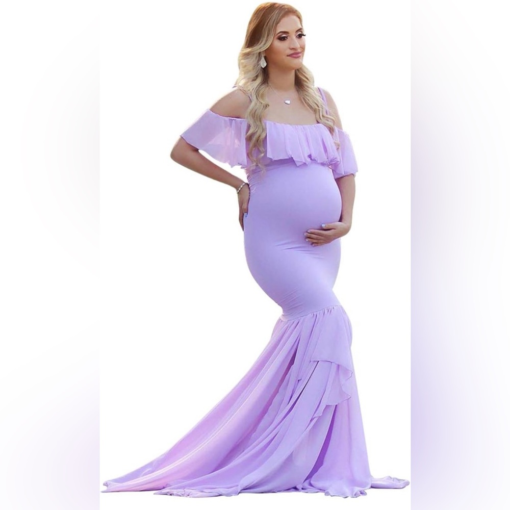 Lavender mermaid maternity maxi dress